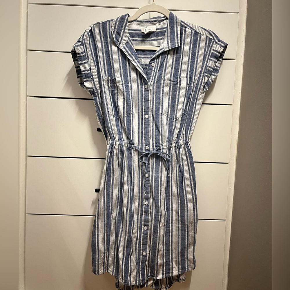 Striped Linen-like Dress